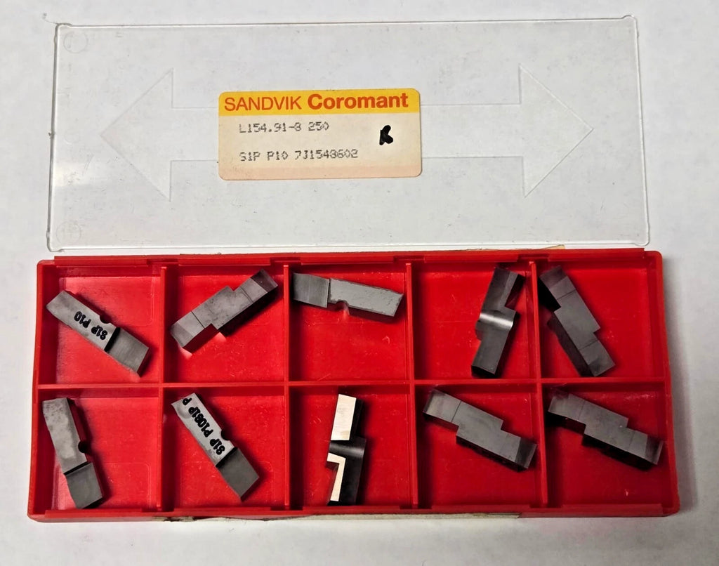 10 Pcs SANDVIK Coromant L154 91 8 250 S1P P10 Carbide Insert Lathe Mill Grooving