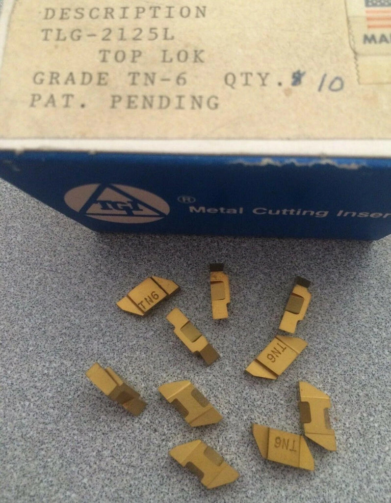 TGI USA Made TLG 2125L Top Lok TN-6 Lathe Grooving Carbide Inserts 10 Pcs Gold