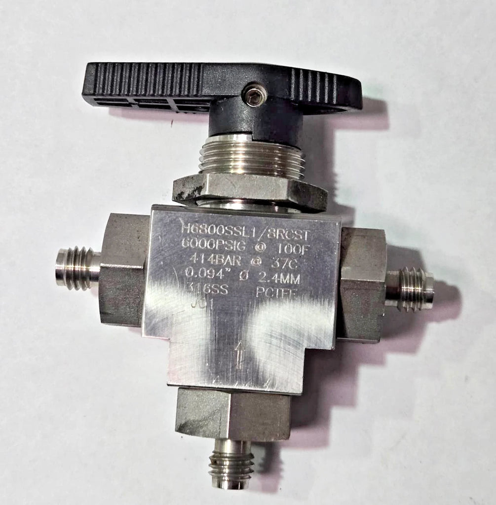 Ham-let H6800SSL1/8RCST Ball Valve 6000PSIG., 414BAR, Stainless Steel, PCTFE