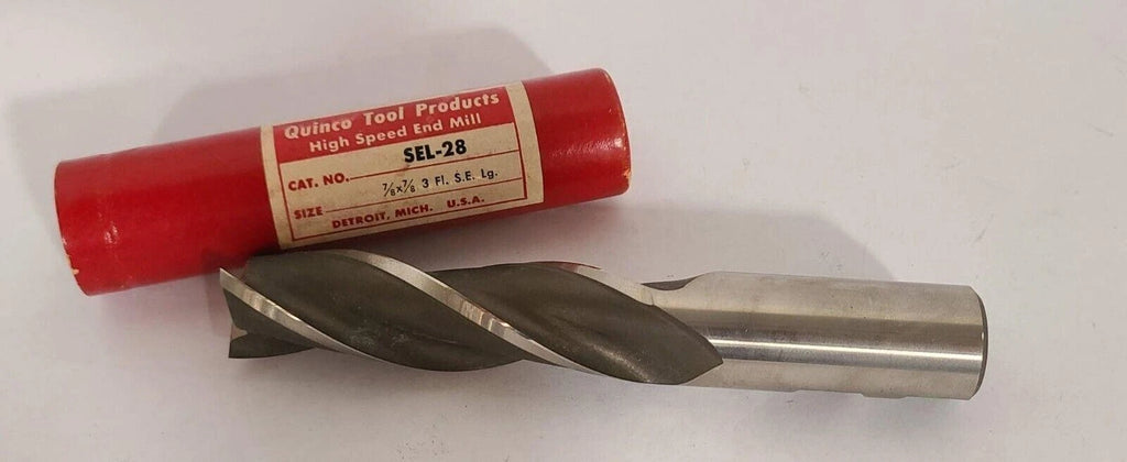 Quinco Tool Products 3 Flutes HSS High Speed End Mill SEL-28 7/8 S.E. LG.
