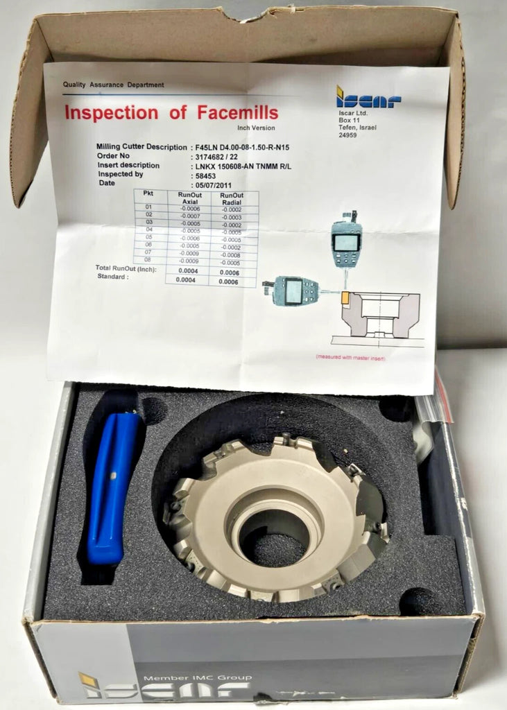 Iscar F45LN D4.00-08-1.50-R-N15 Indexable Milling Cutter Face Mill TANGMILL