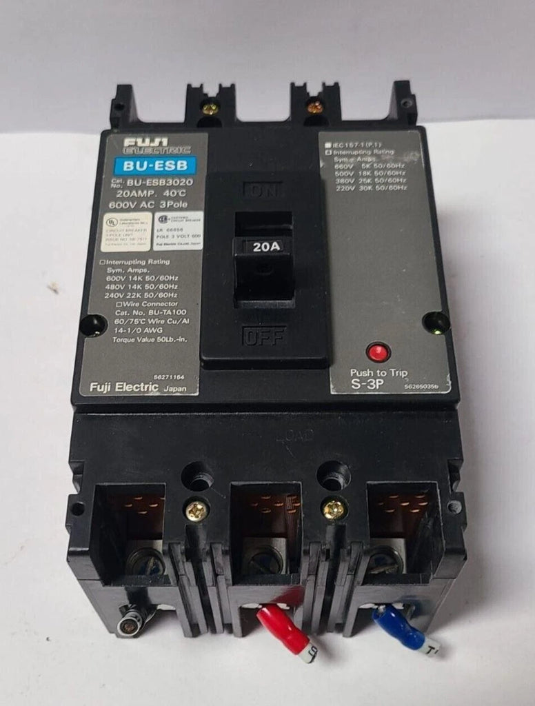 Fuji BU-ESB 3020 Circuit Breaker 20 Amp 600 VAC 3 Pole BU-ESB3020