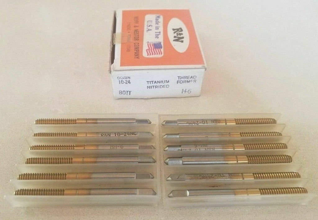 Reiff Nestor R&N Bottom ThreadFormer HSS Tap 10-24 H6 Titanium Nitrided 12 Pcs