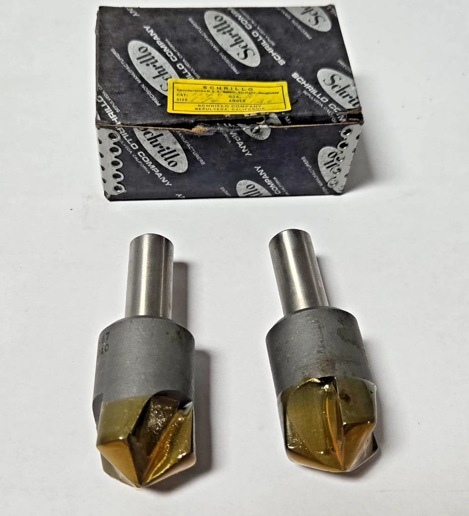 Schrillo 1-1/4" High Speed Steel Countersink 120 Degree 1/2 #1040 USA Lot of 2