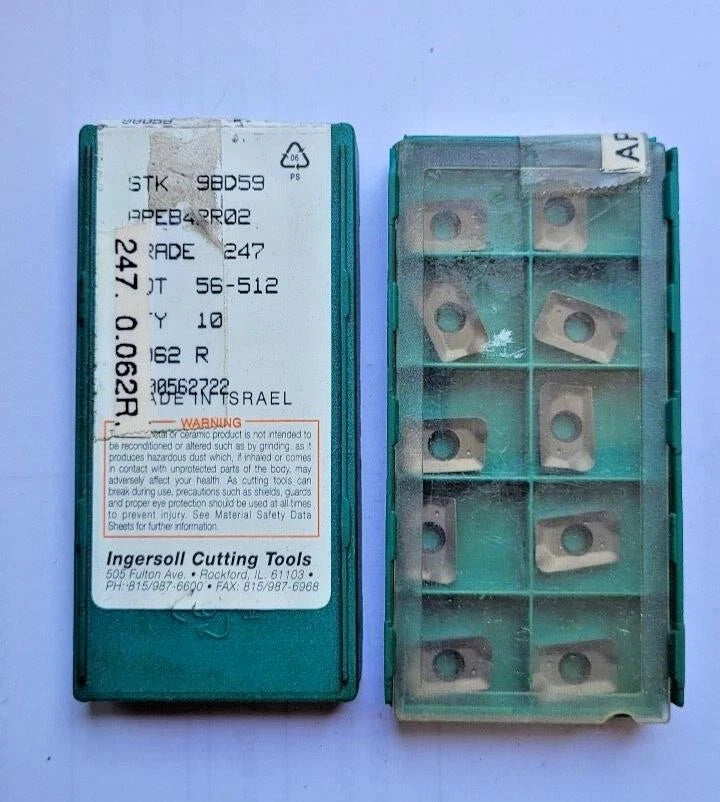 10 Pcs Ingersoll STK 9BD59 APEB42R02 GRADE 247 Carbide Inserts