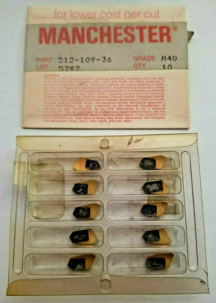 MANCHESTER 512 109 36 M40 Grooving Lathe Carbide Inserts Gold 10 Pcs