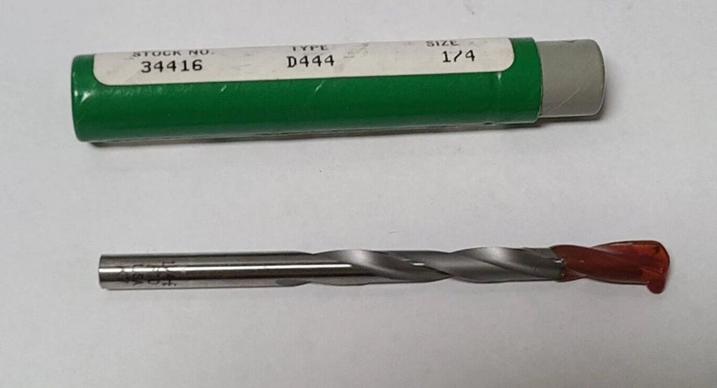 Precision Twist PTD 1/4 D444 Carbide-Tipped Drill HSS Jobber Length USA New