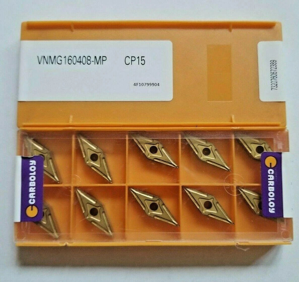 10 Pcs CARBOLOY VNMG 160408-MP CP15 Carbide Inserts Lathe Tools New Gold