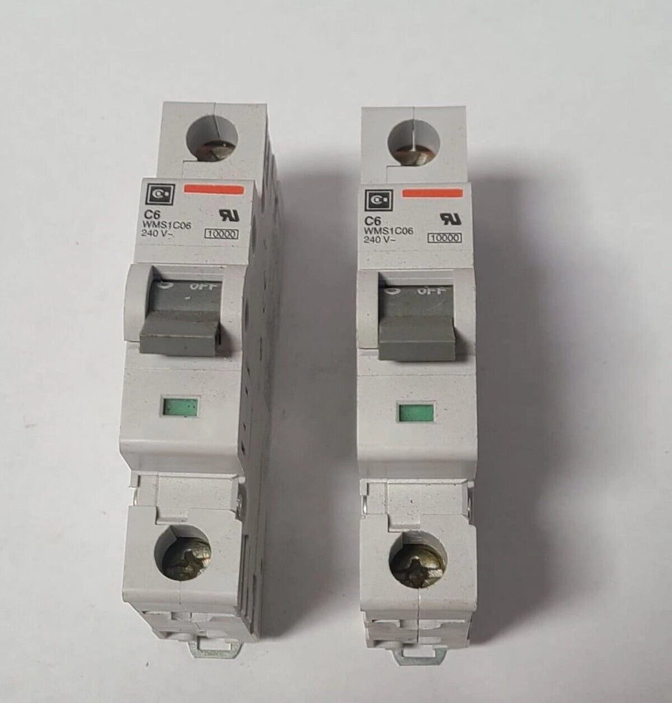 Lot of 2 Eaton Cutler Hammer C6 WMS1C06 240 V Circuit Breaker