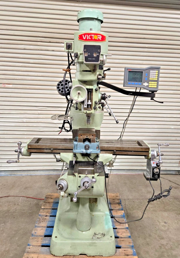 Victor Bridgeport Vertical Mill Milling Machine 3 HP DRO 9x42 DRO