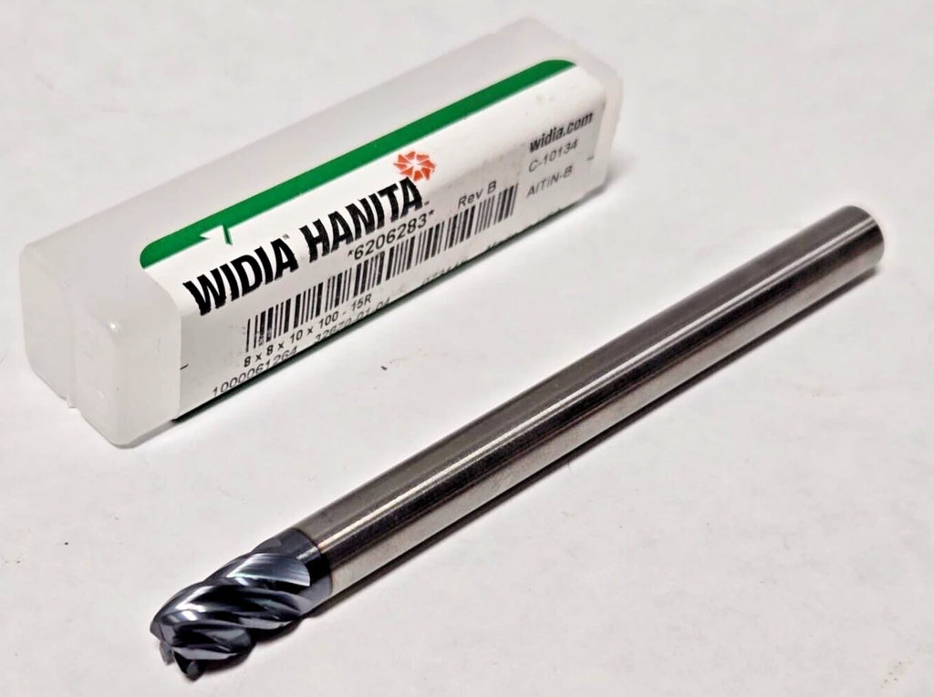8 mm WIDIA HANITA SOLID CARBIDE END MILL TOOL BIT 8 x 10 x 100 15R USA New