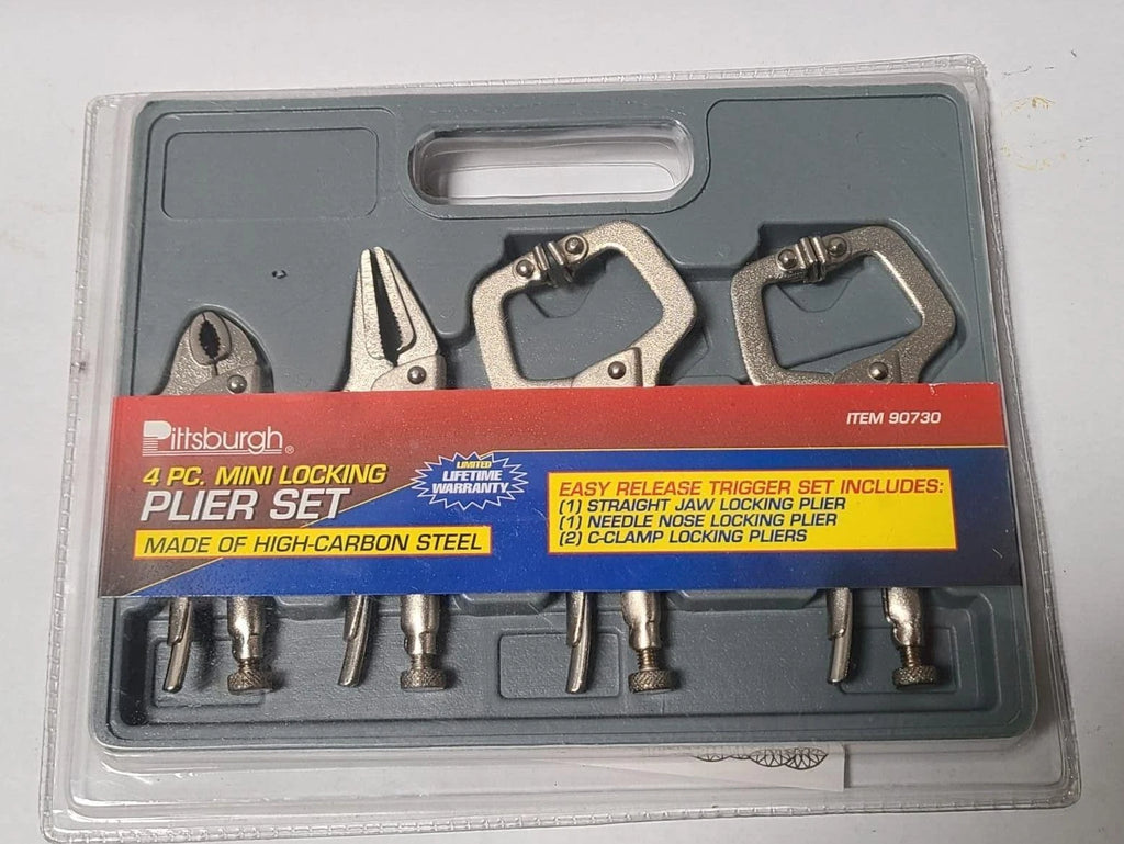 4 Pcs Pittsburgh Locking Pliers Mini Set HIGH CARBON STEEL Straight Jaw Needle