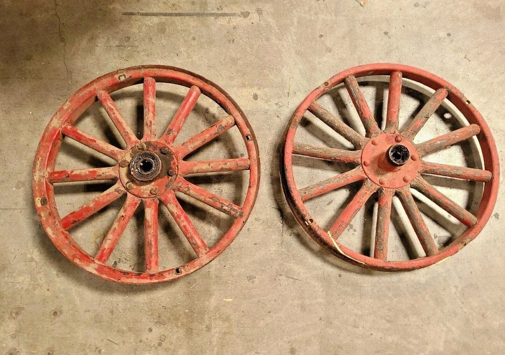 Lot Of 2 Vintage Model T Ford Wooden Spoke Wheel 23" 12 Spoke Original Hub Nice
