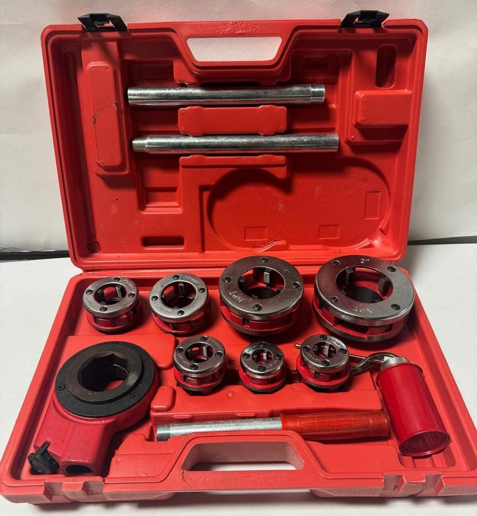 TruePower 7 Size Pipe Tread Kit Thread 3/8" to 2" Die Set Handle Ratchet