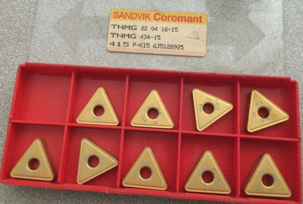 SANDVIK Coromant TNMG 434-15 22 04 16 415 P-K15 Lathe Carbide Inserts 9 Pcs Gold
