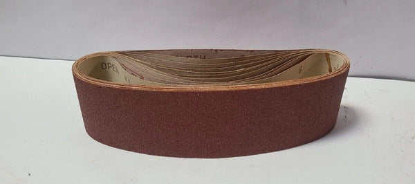 10 Western Abrasive Sanding Belt 3" x 23-1/2" 80J 80-J Grit Resin Garnet Cloth