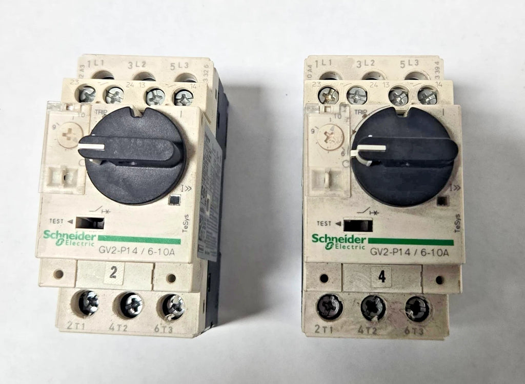 Lot of 2 SCHNEIDER ELECTRIC TELEMECANIQUE GV2P14 MOTOR CIRCUIT BREAKER Starter