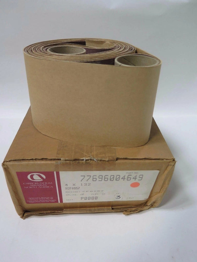 Carborundum Abrasives 4 x 132" A/O resin Cloth Belts Qty 3 Grit 80 Brand New