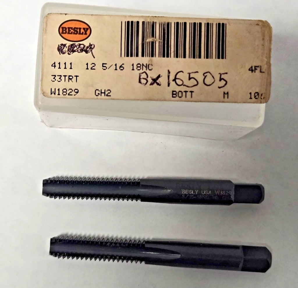 Lot of 2 Besly Tap 5/16 - 18 NC GH2 Bott 4 FL Brand New USA Made