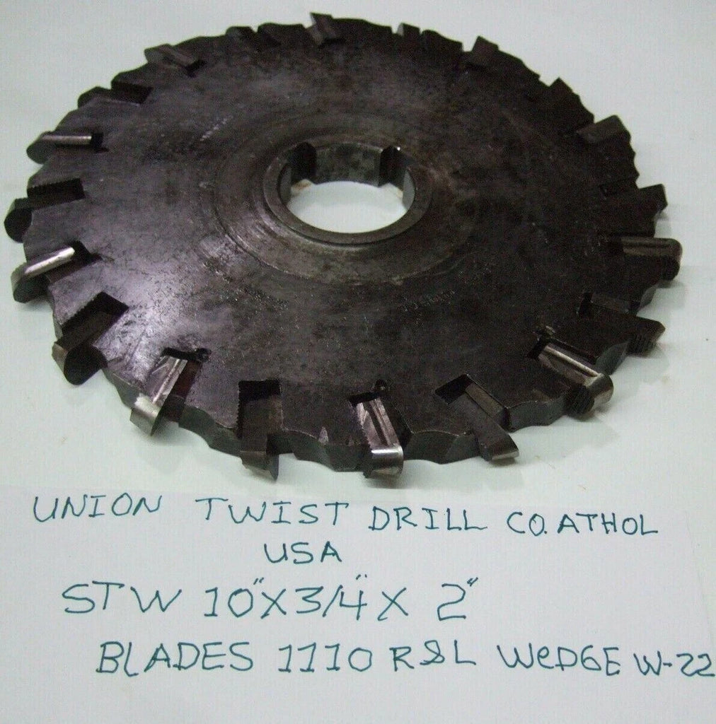 Union Twist Drill 10” x 3/4 Side Mill Milling Cutter Slot Blades 1110 Wedge W-22