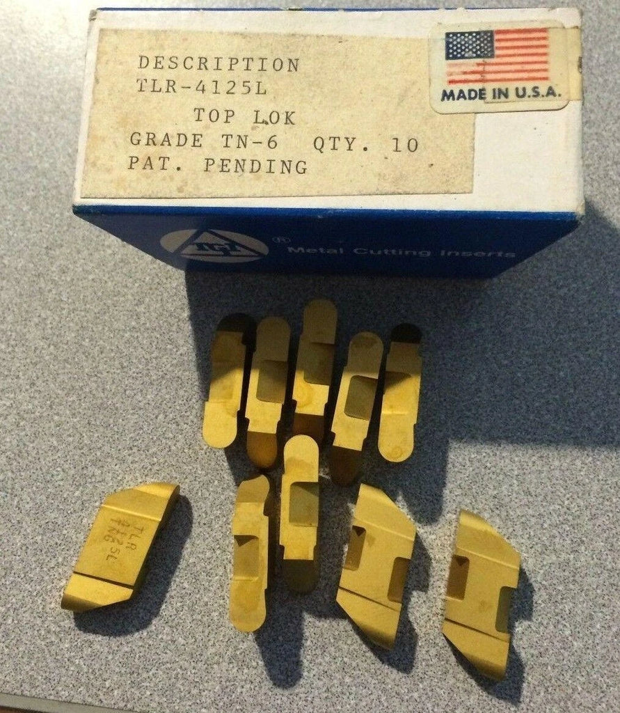 TGI USA Made TLR 4125L TN-6 TOP LOK Lathe Grooving Carbide Inserts 10 Pcs Gold