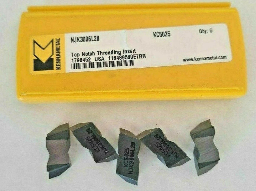 Kennametal 5 Pcs Carbide Threading Top Notch Grooving Inserts NJK 3006L28 KC5025