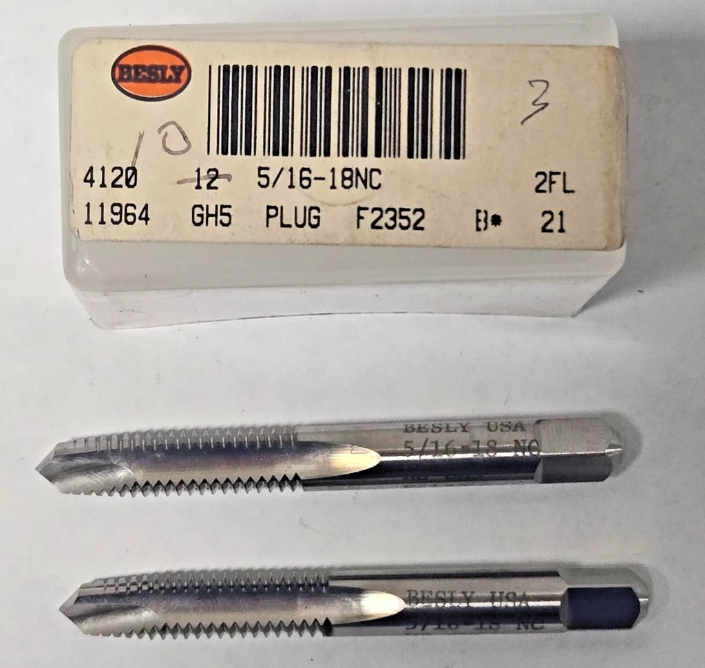Lot of 2 Besly Tap 5/16 - 18 NC GH5 Plug 2 FL Brand New USA Made