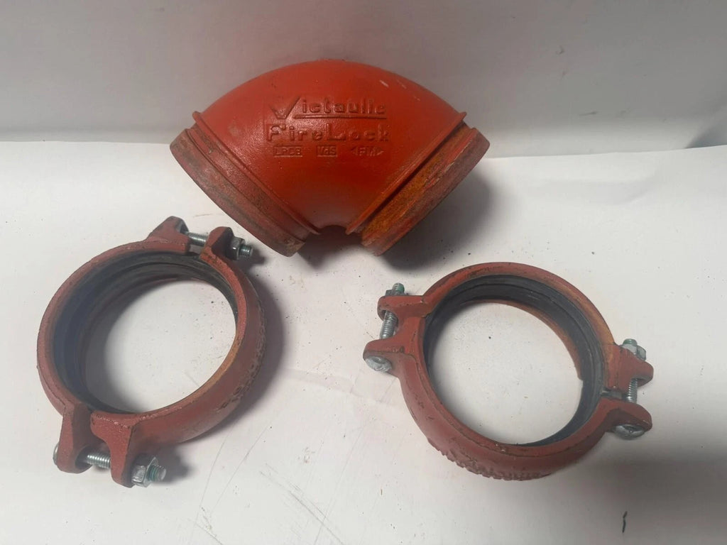 Victaulic 4" FireLock EZ Couplings A1143-009N With 90° Elbow Grooved Fitting