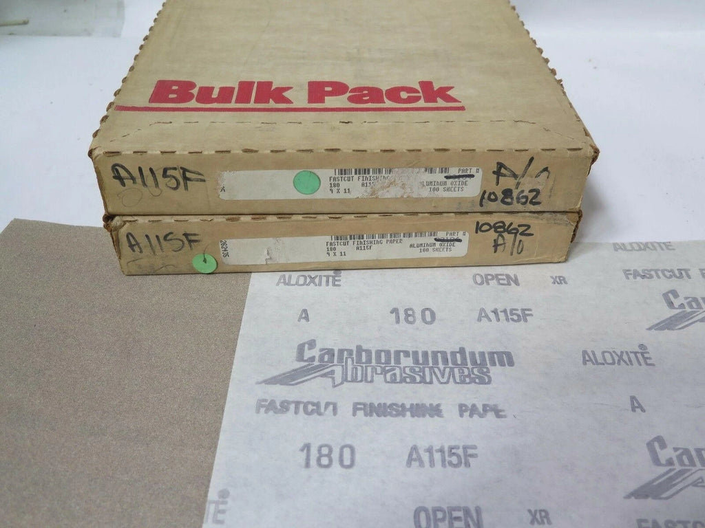 Carborundum Fastcut Finishing Paper 9 x 11" A/O 10862 Grit 180 Qty 200 Brand New