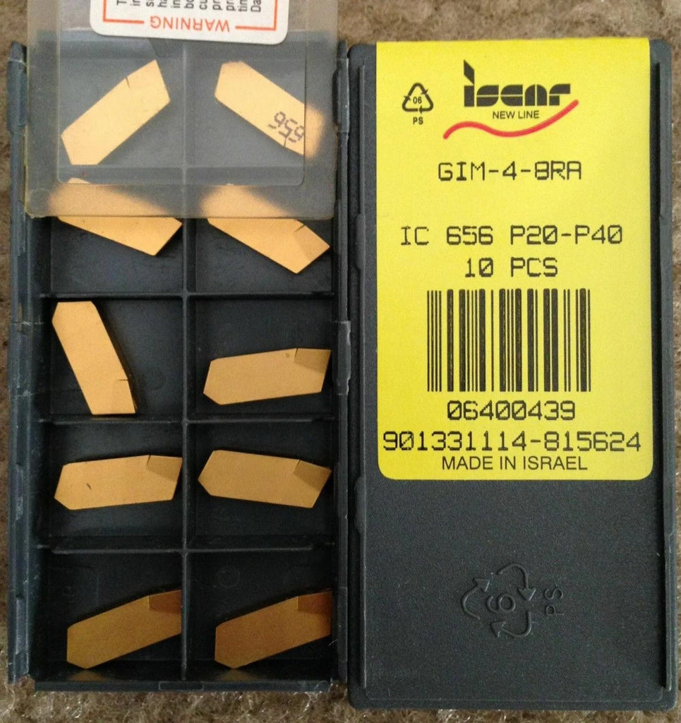 ISCAR GIM 4 8RA IC 656 Carbide 10 Inserts Grooving Self Grip Cut Off Lathe Gold