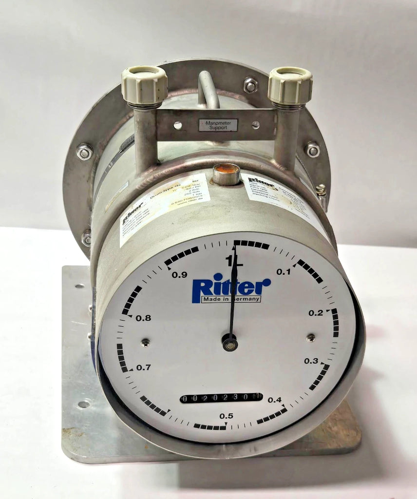 Drum-type Gas Meter 1L TG1/3-ER-1bar Measuring Range 2-250 [ltr/h] SS PP Ritter