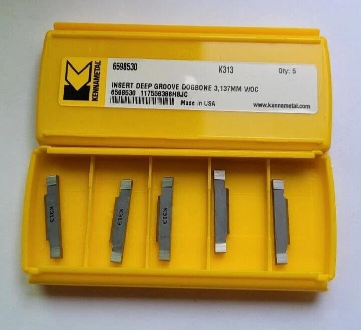 5 Pcs KENNAMETAL 6598530 K313 Carbide Inserts Deep Grooving Dogbone 3,137 MM WOC