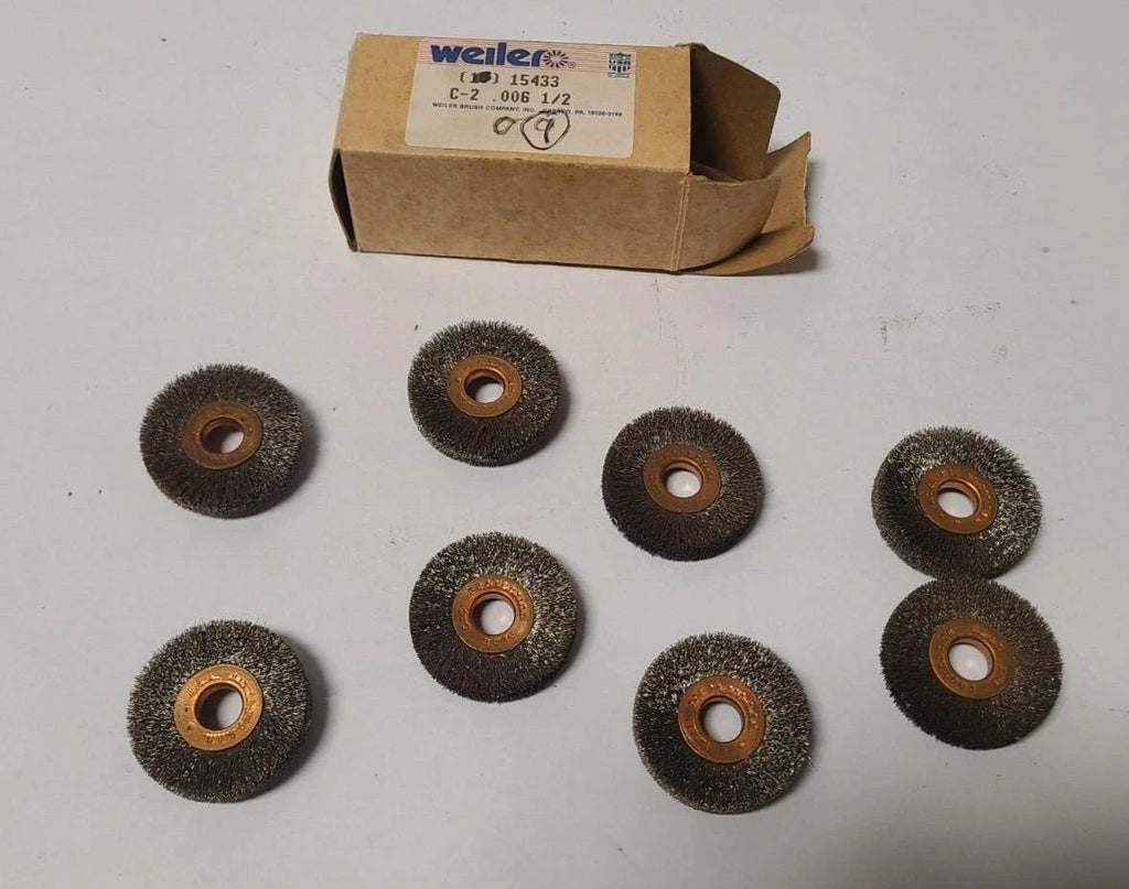 8 Pcs Weiler Crimped Wire Wheel 006" 2" X 1/2" Copper Center Steel 15433