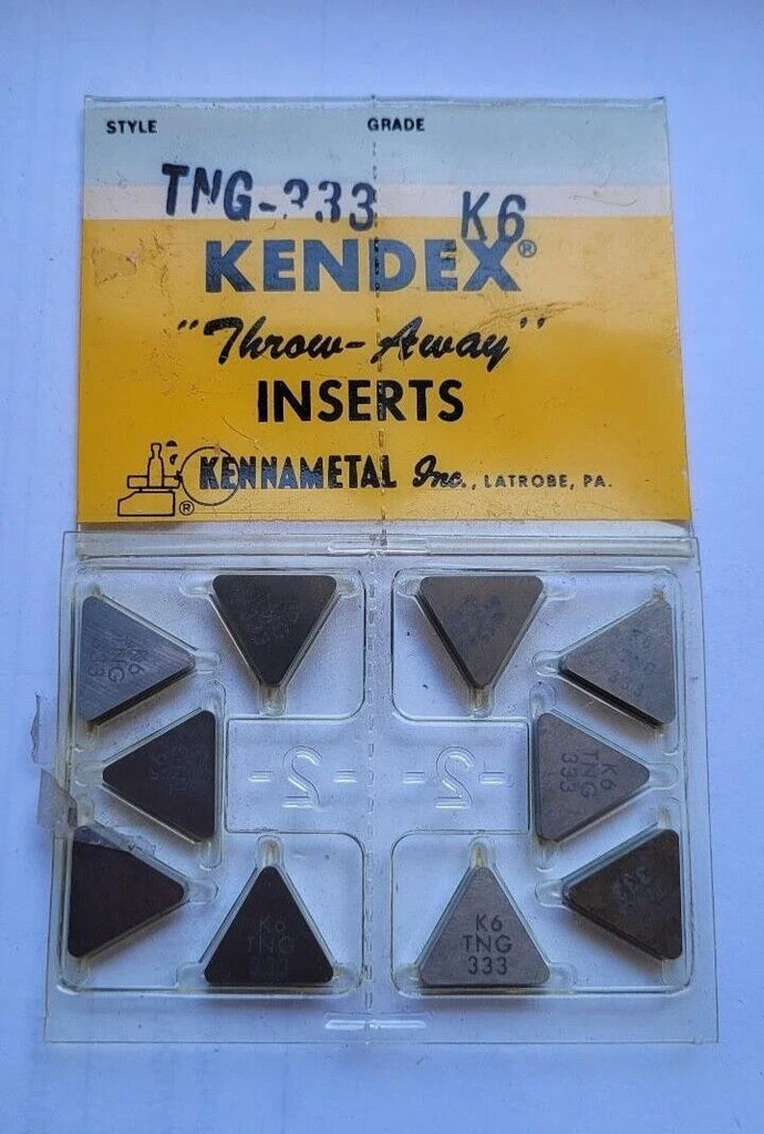 10 Pcs KENNAMETAL TNG 333 K6 KENDEX Carbide Inserts