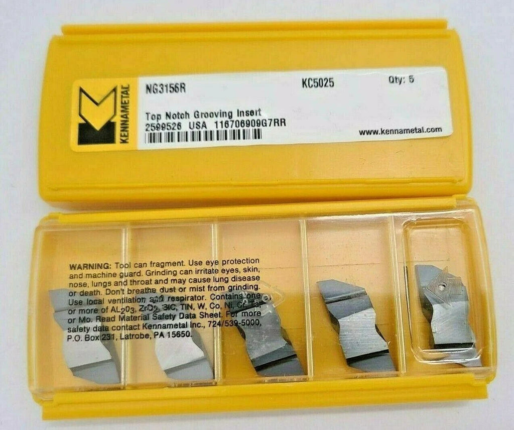 KENNAMETAL NG3156R Carbide Inserts Top Notch Grooving Grade KC5025 5pcs Genuine