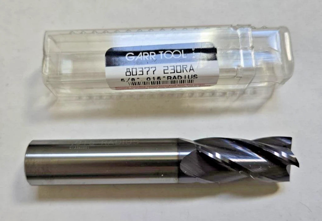 GARR Tool 4 Flute 5/8" End Mill Solid Carbide .015" Radius 80377 230RA