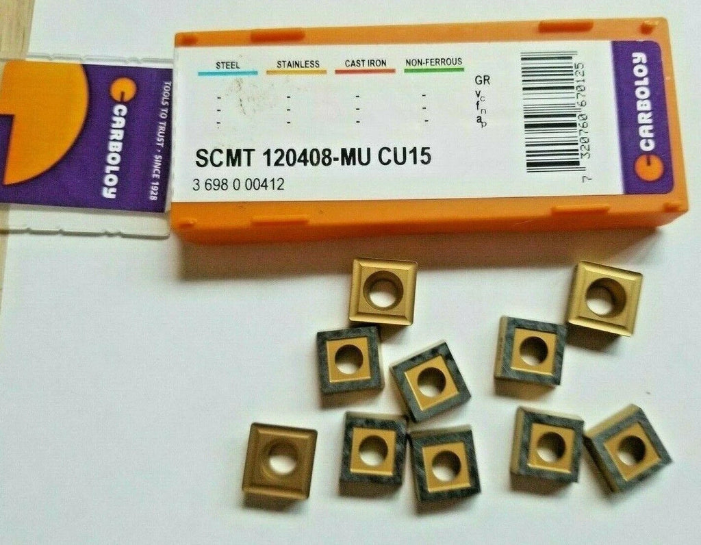 10 Pcs CARBOLOY SCMT 120408-MU CU15 Carbide Inserts Lathe Tools New Gold