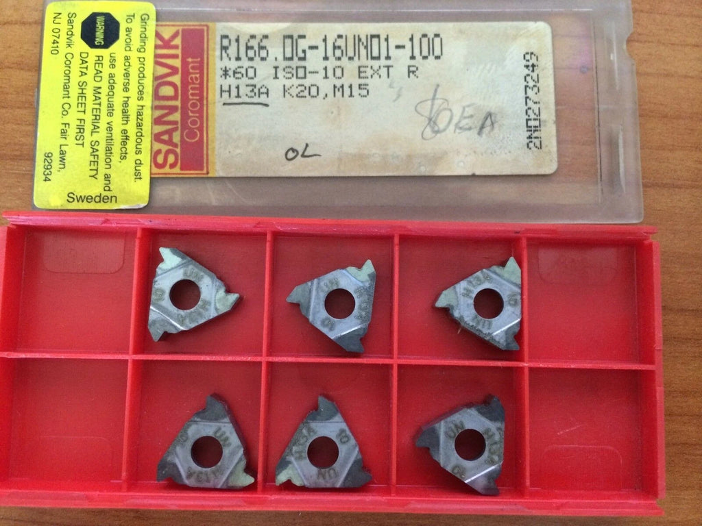 SANDVIK Coromant R166.OG 16UND1 100 60 Thread H13A Mill Lathe Carbide 6 Inserts