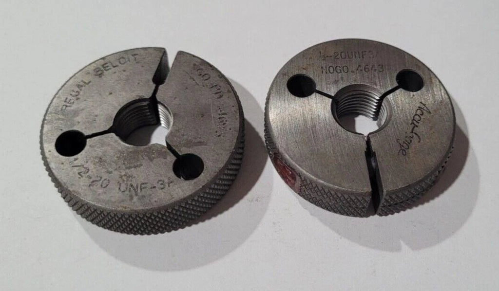 Set of 1/2-20 UNF-3A GO & NO GO Set Thread Ring Gage P.D. .4675 & .4643 Gages