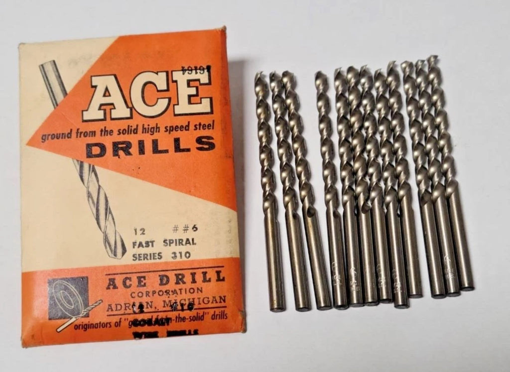 Lot of 12 Drill High Speed Steel HSS Ace #6 Fast Spiral Series 310 New USA