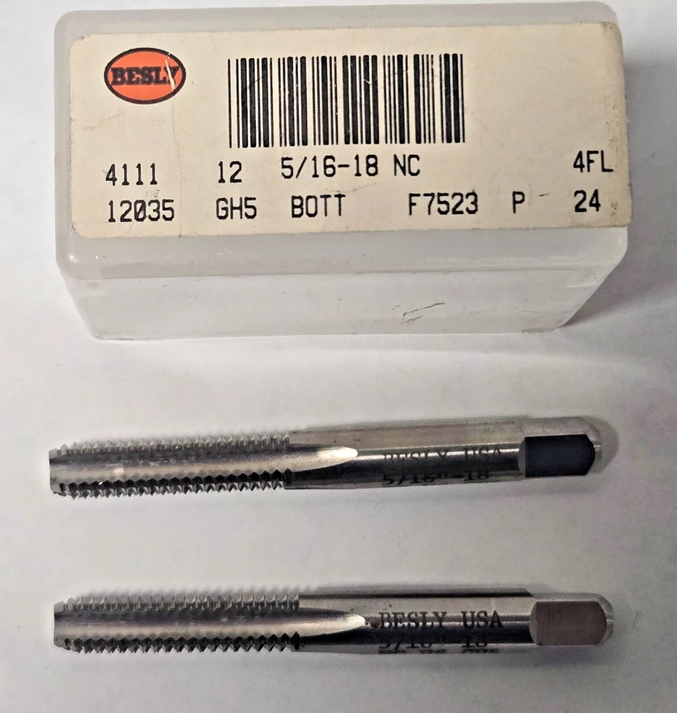 Lot of 2 Besly Tap 5/16 - 18 NC GH5 Bott 4 FL Brand New USA Made