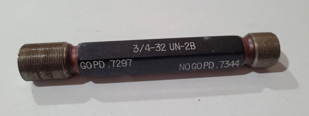 3/4-32 UN-2B GO & NO GO Thread Plug Gage Go P.D. .7297 & NoGo P.D. .7344