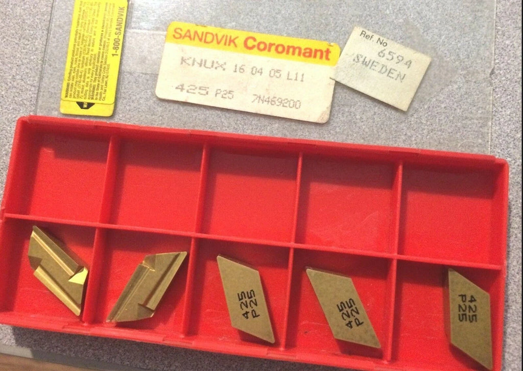 SANDVIK Coromant KNUX 16 04 05 L11 425 P25 Grooving Lathe Carbide 5 Inserts Gold