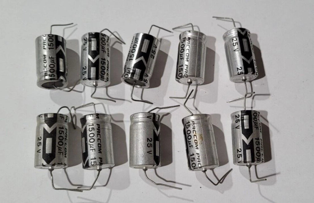 Axial Electrolytic Capacitors 1500UF 25V Made by PACCOM New Lot of 10 Pcs