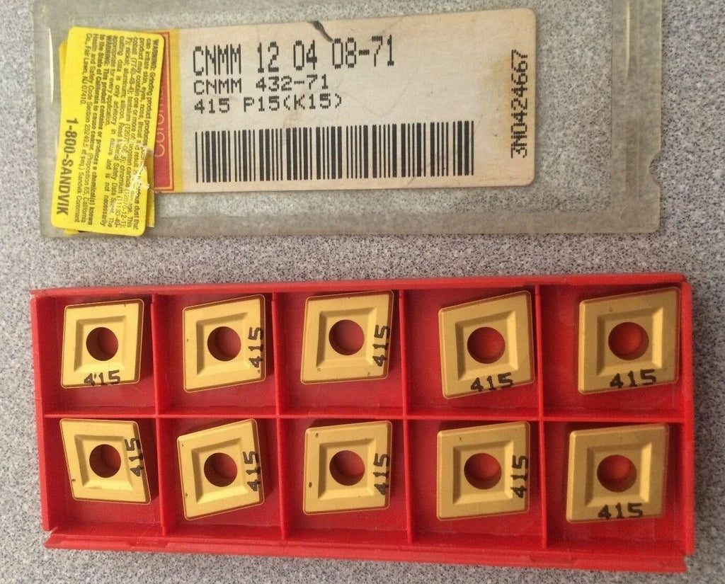SANDVIK Coromant CNMM 12 04 08 71 432 415 P15 K15 Lathe Carbide 10 Inserts Gold