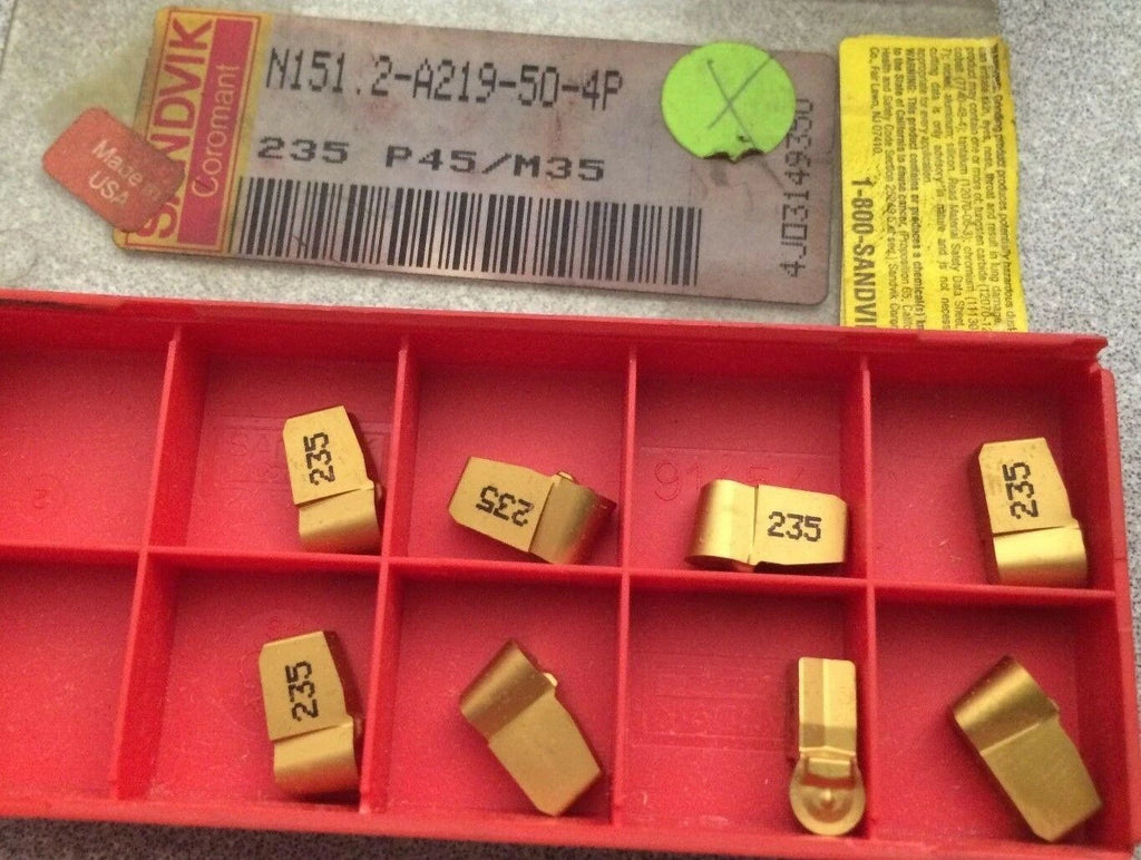 SANDVIK Coromant N151.2-A219-50-4P 235 P45 Lathe Grooving Carbide 8 Inserts Gold