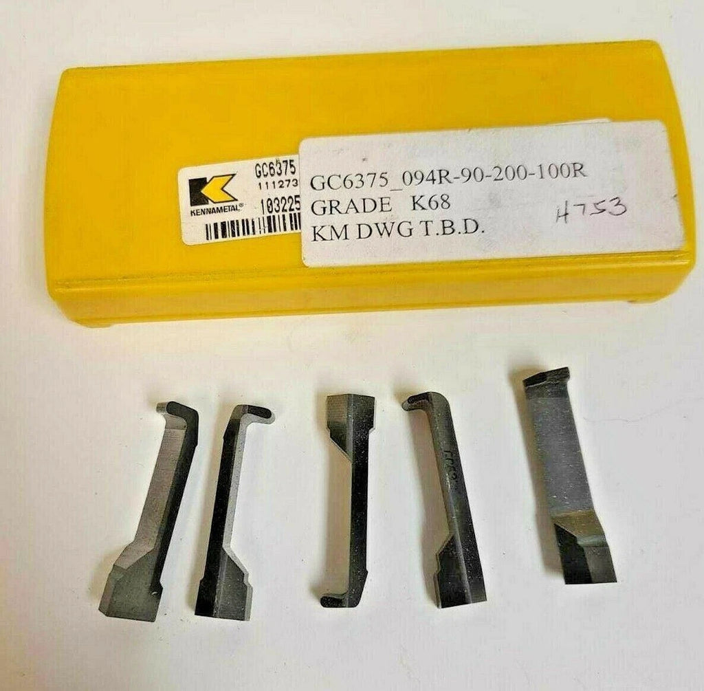 5 Pcs Kennametal GC6375 094R-90-200-100R K68 Lathe Carbide Inserts Grooving New