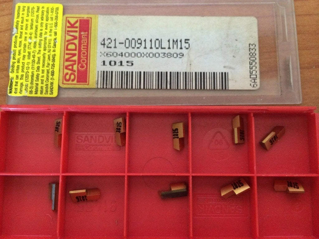 SANDVIK Coromant 421 009110L1M15 1015 X60 Lathe Grooving Carbide Inserts 10 Pcs