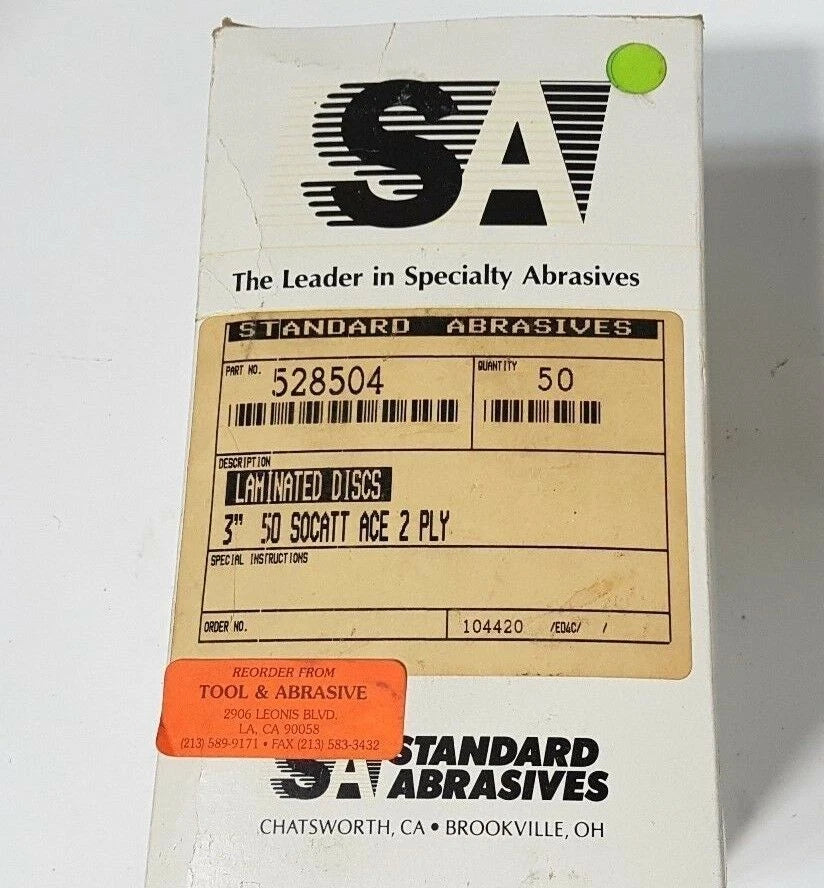 50 Pcs Standard Abrasives 3" Click On Laminated Disc Scotch Hole 524504 2 PLY