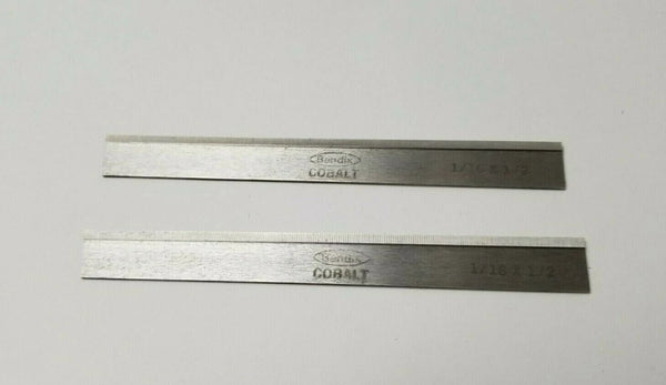 2 New 1/16 x 1/2 x 4-1/2 Lathe Tool Cutting Cobalt Bit BESLY Made in USA